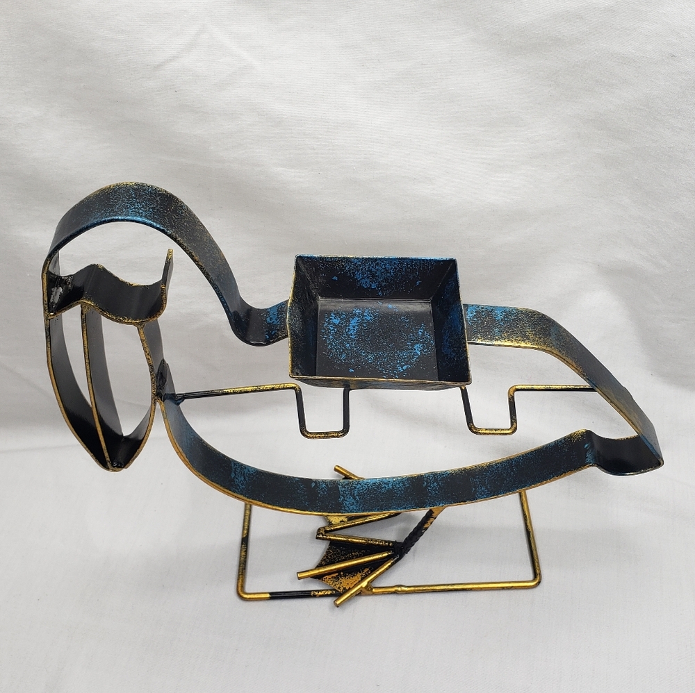 DecoGlow Metal Pelican Silhouette With Tealight Candle Holder Bronze Blue Black